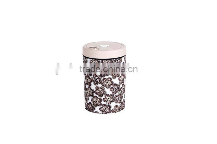 Plastic Open Top Structure Flip Round Trash Can Dustbin Trash Bin 10L