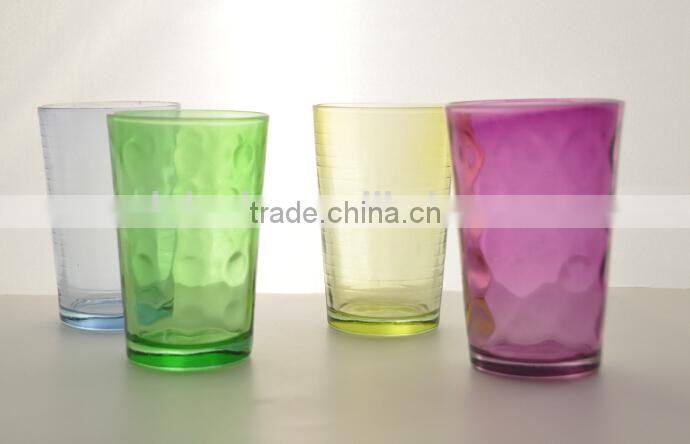 SGS inspection New arrived popular color focus Wholesale glass tumbler