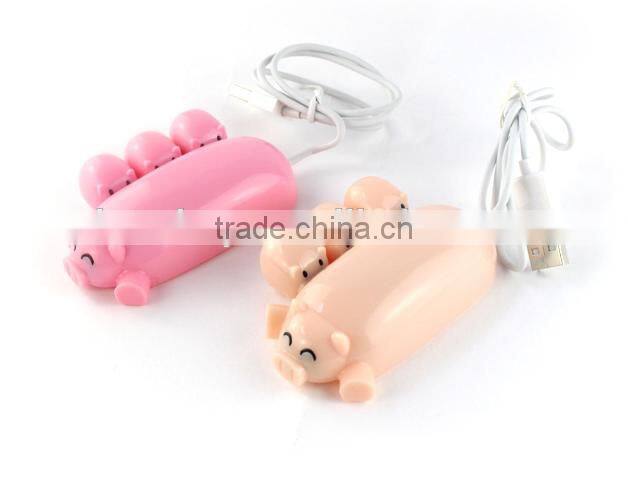 New Arrival Lovely Cartoon Pig Design 3 Port USB Hub 2.0 USB Interface Promotion Gift Choice Present With Card Reader Function