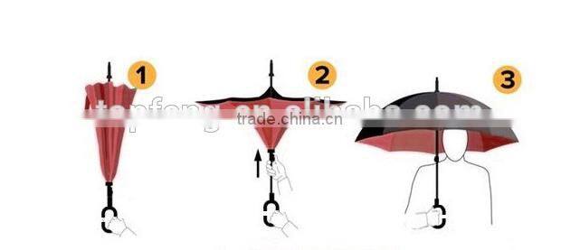 Reverse umbrella C hook handle double layer reverse umbrella double layer umbrella