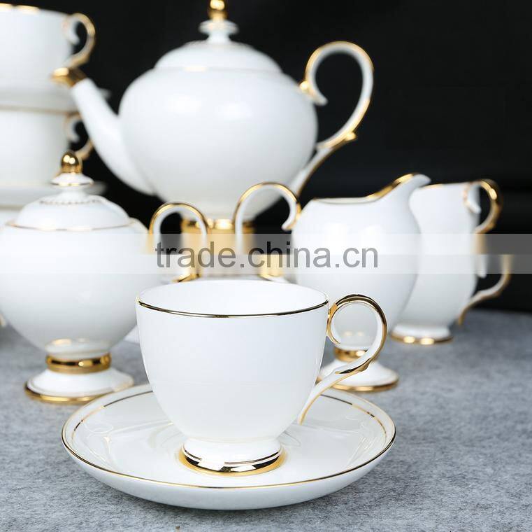ceramic gold plated 24pcs tea set porcelain tea pot set fine royal porcelain tea set