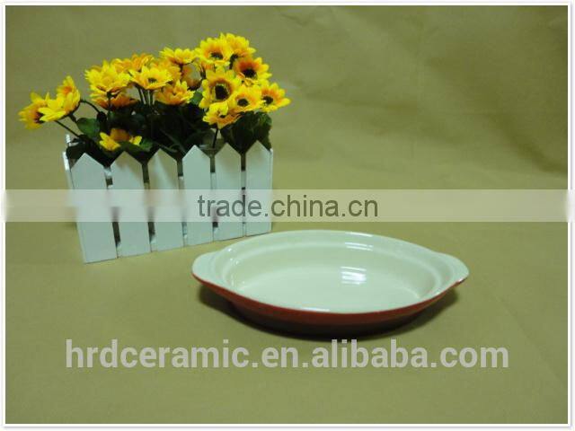 2014 Hot Sale home use porcelain round ceramic cake bakeware