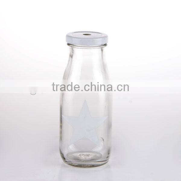 11oz Pentacle Decal Milk Bottle Glass Mason Jar with Lid