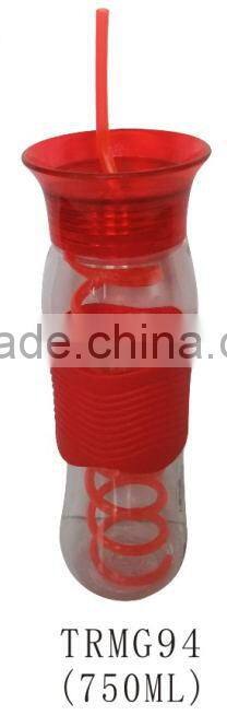 Portable 600ml BPA free plastic transparent sports bottle