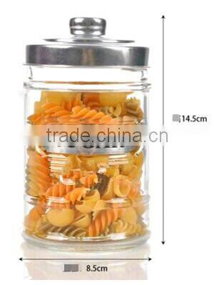 ZIBO direct cover clear cylinder glass cookie/coffee/tea jar with metal lid