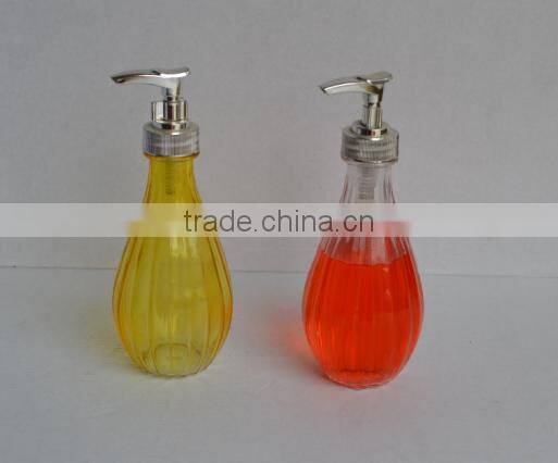 washroom use pear-shaped glass pump dispenser jar