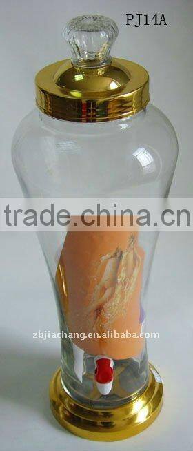 5L glass ginseng bottle with metal rack PJ14A
