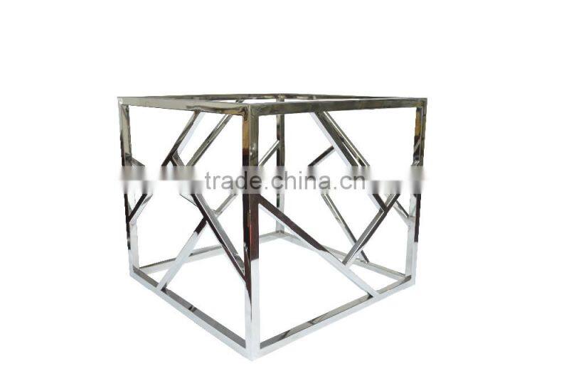 Modern living room rose gold stainless steel clear square glass coffee table