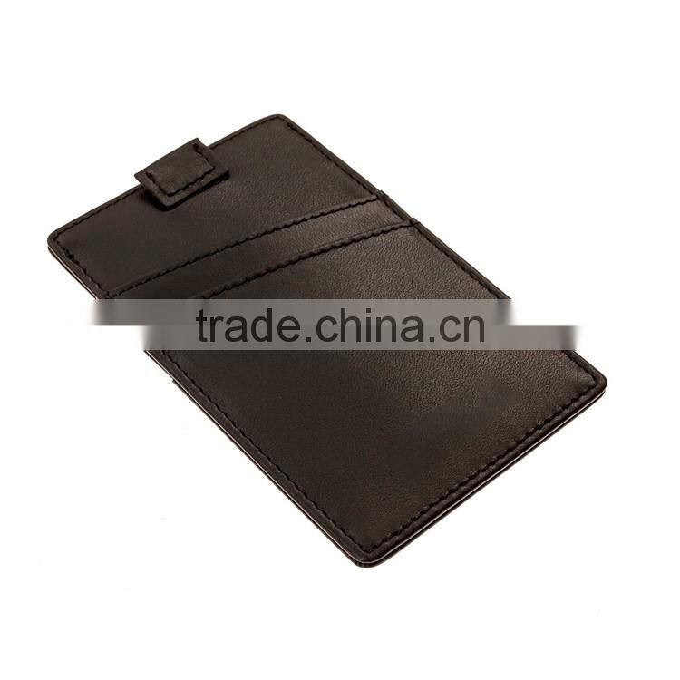 New design full grain leather slim pull tab leather credit card holder with RFID blocking