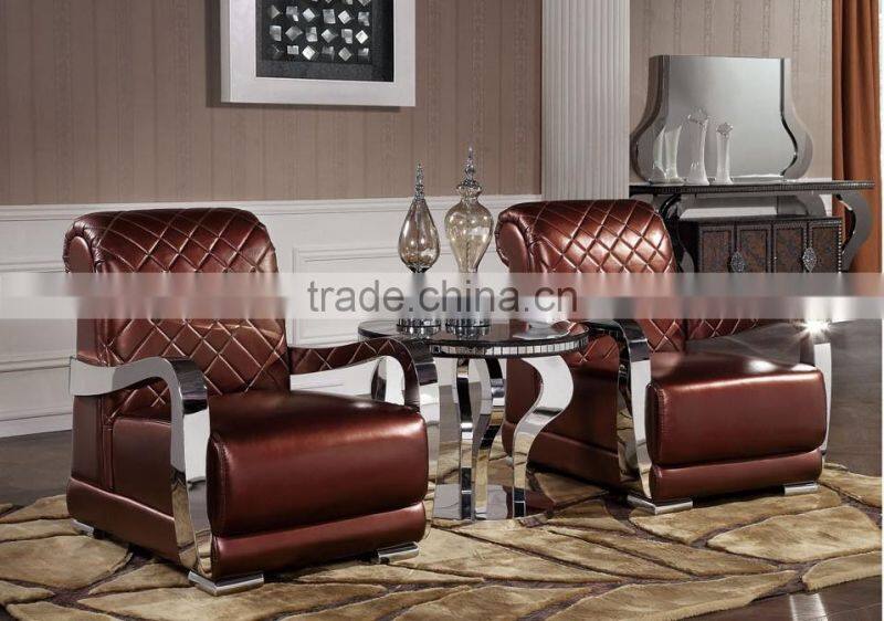 FS108 elegantbrown color genuine leather leisure chair living room single chair visitor hotel room chair wedding furniture