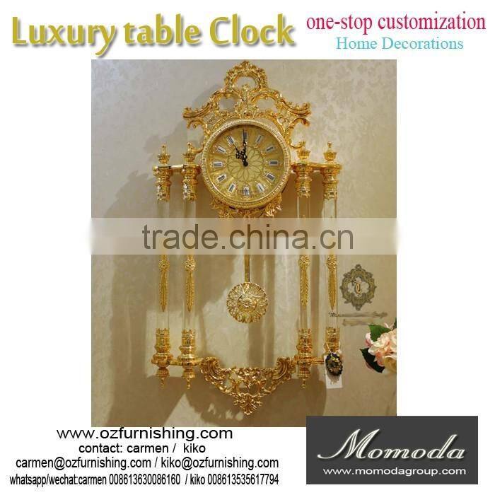 momoda Luxury home decorations 24K golden wall clock antique classic home corppe clock