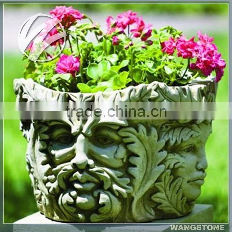 Abstract Human Face Stone Garden Decorative Planter