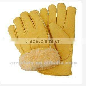 Mens black furniture hide Canadian pattern winter working gloves