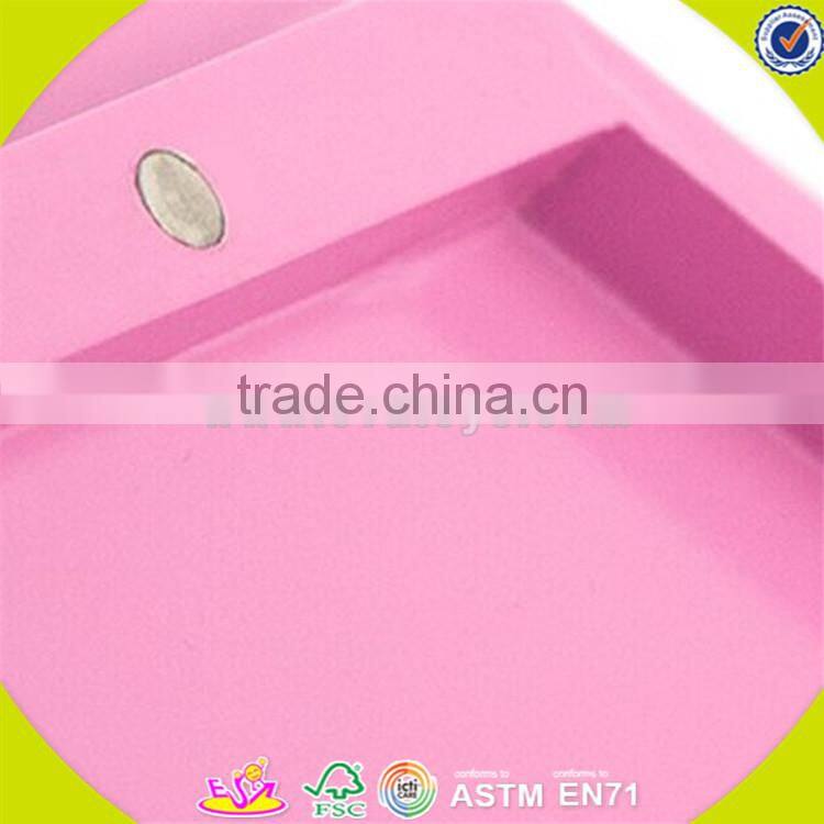 Wholesale role play wooden jewelry box toy beautiful pink wooden jewelry box toy hot kids wooden jewelry box toy W10D105