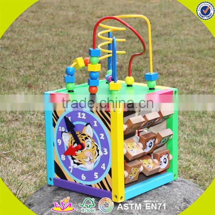 2017 wholesale multi-function toddlers wooden bead activity table new design funny kids wooden bead activity table W11B137