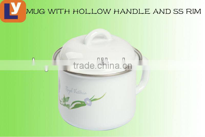 big size promotion enamel cup printed enamel mugs