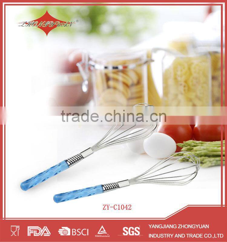 10" promotional stainless steel manual egg beater whisk with PS handle
