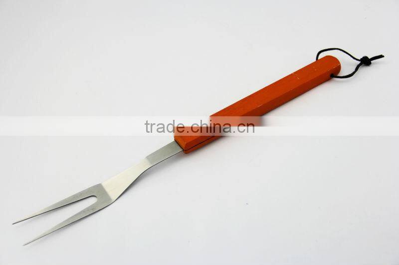 out door cooking ware grilling accessories 13inch long wood handle BBQ tool set in orange
