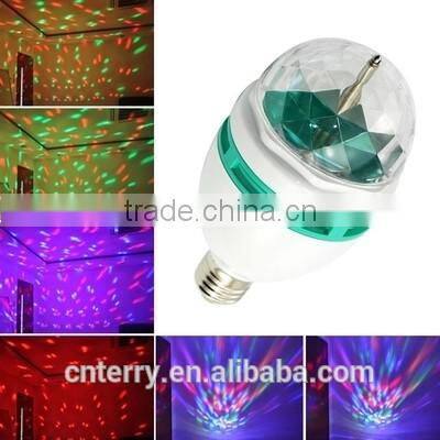 Newly launched Auto Mini Party Light Stage Lighting LED Bulbs E27 B22 3W Bulb Full Color RGB LED Plastic Rotating Lamp