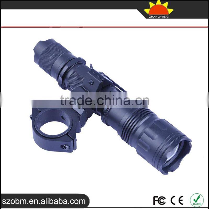 Wholesale T6 LED 1000Lm 3 Mode Strong Light Flashlight ,tactical Torch with flashlight mount