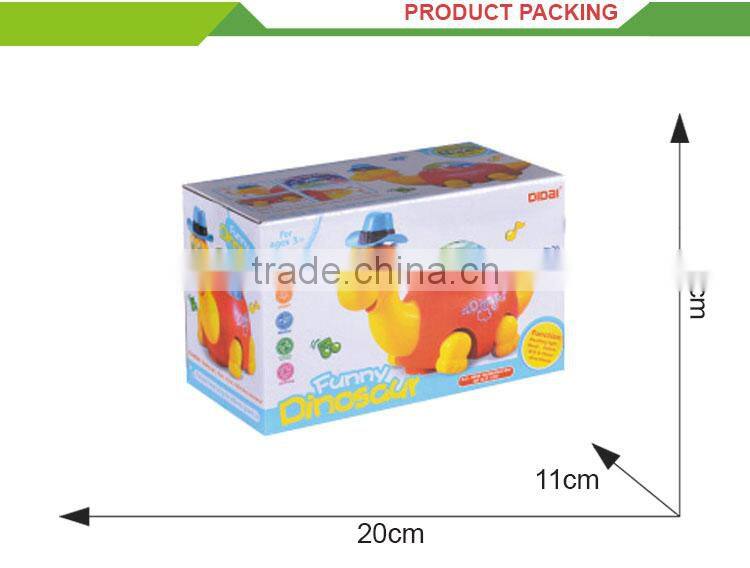 Funny b/o musical electric plastic cartoon dinosaur toys for kids