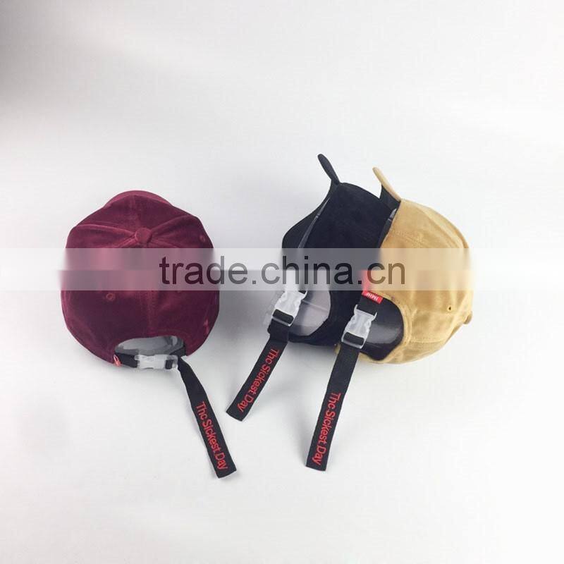 Flat Embroidery Baseball Cap Velvet Fabric Dad Hat