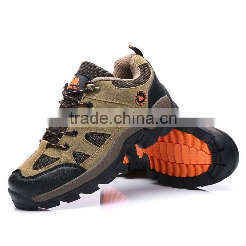 autumn male outdoor shoe with genuine leather, good quality outdoor climbing boots for male female made in jinjiang factory