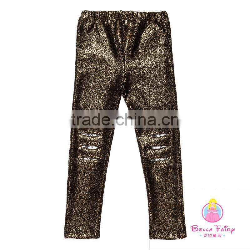 wholesale new style fall boutique girls pants fabric printed gold baby legging baby pants made in China 2016