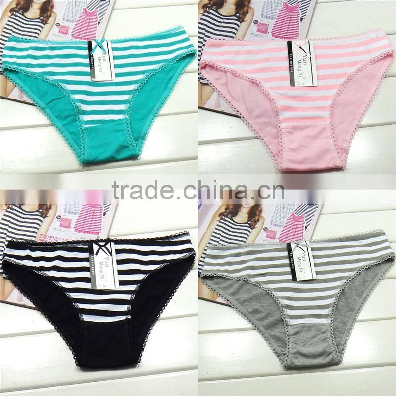 Front cute strie printing sexy lingerie cotton underwear stock wholesale women panty