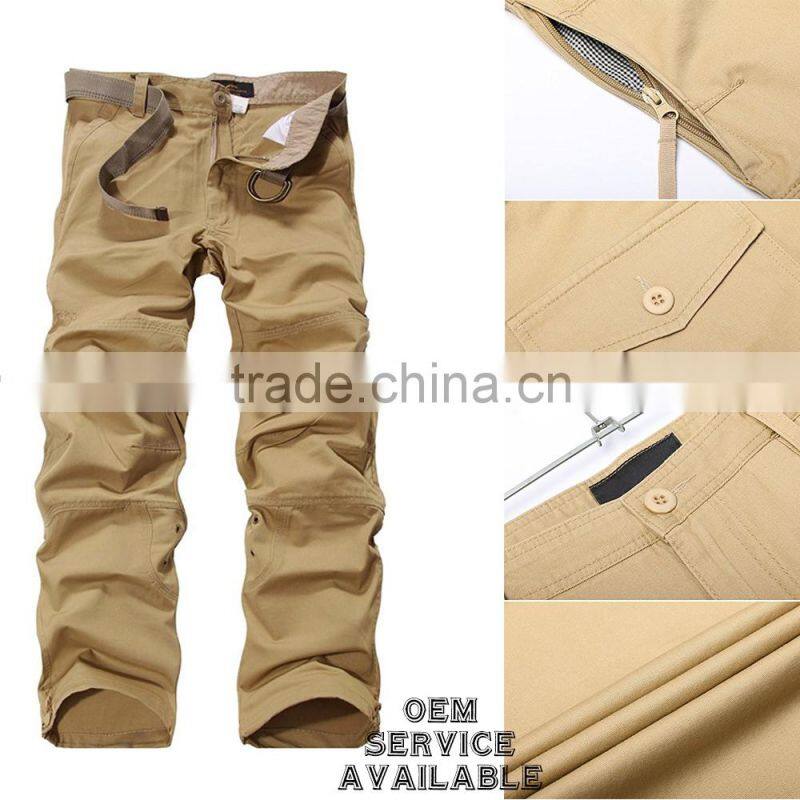 Mens Cargo Pants Plain khaki Trousers 100% Cotton Custom made in China