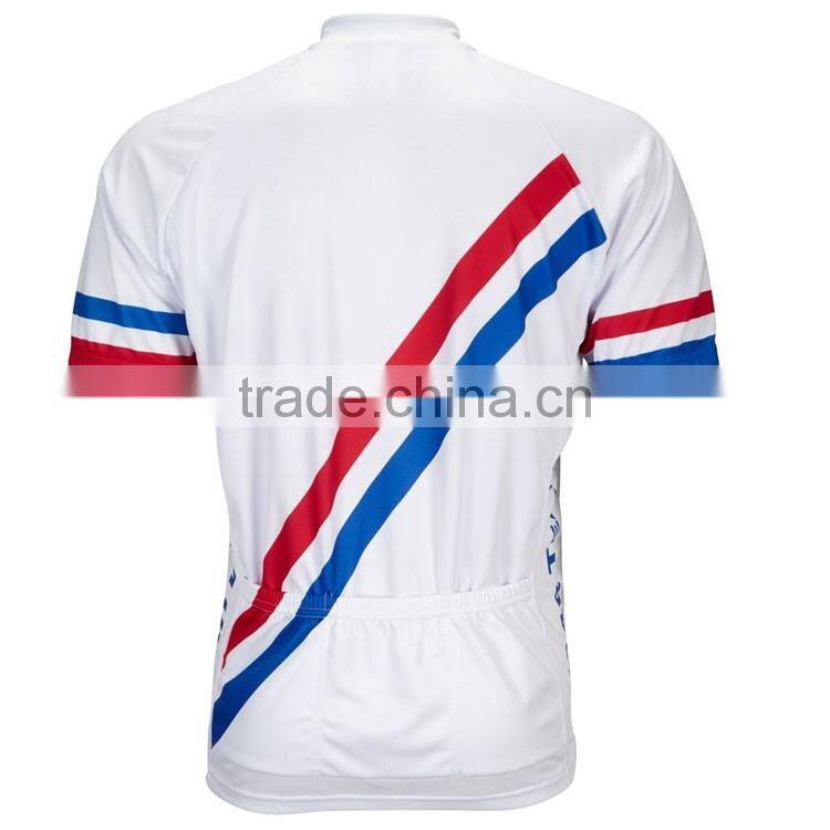 New style race cut white USA cycling jersey with any logos and artworks
