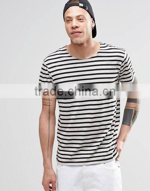 Cheap high quality striped men crew neck t-shirt manufacturers in China
