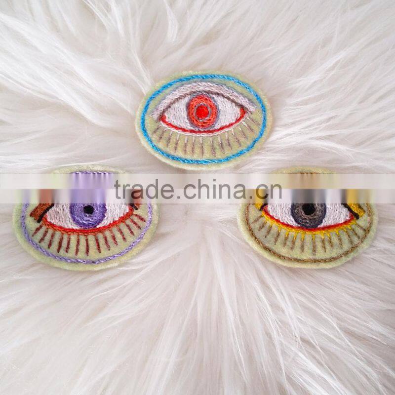 Custom high quality embroidered eye patch for clothes embroidery patch made in china choose size/color