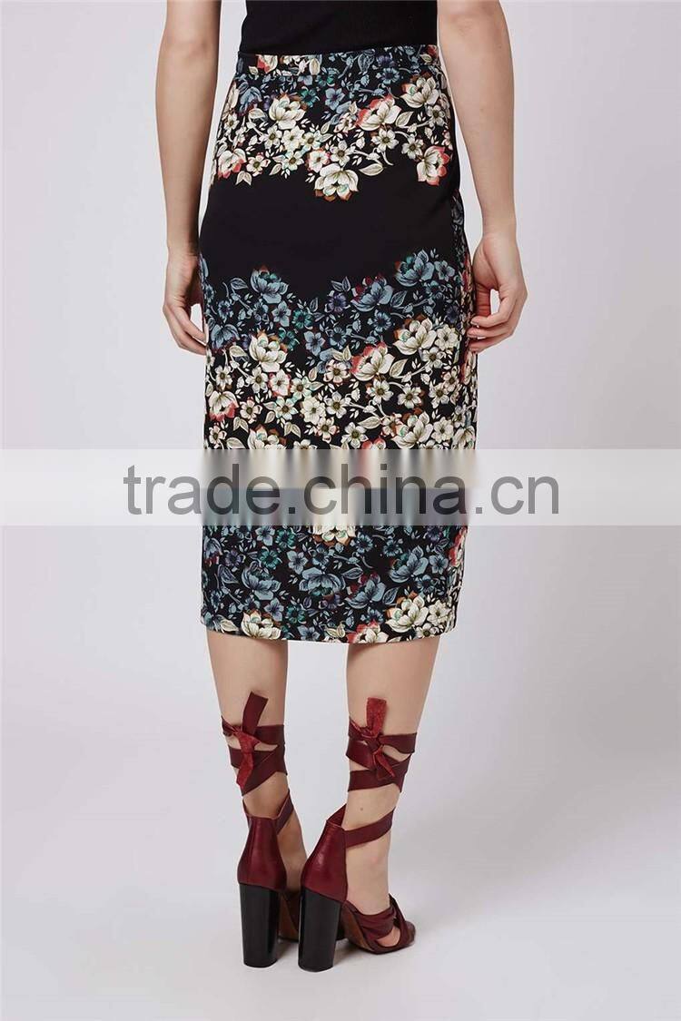 Cheap Price Knitted Flowers Border Wrap Midi Skirts Floral Long Bodycon Skirts Stretch Skirts Wholesale