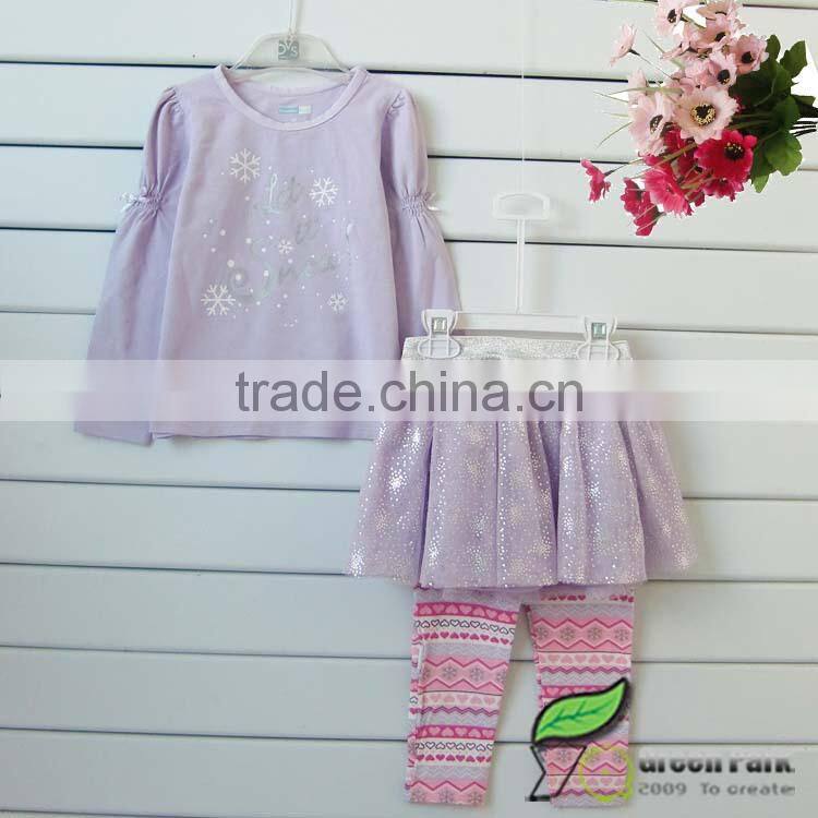 infant baby girls lilac long sleeve cotton t shirts+Legging skirts 2pcs outfits baby suits kids clothes