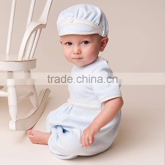 Blue Quilited Newbron Baby Boys Clothes Jumpsuit Cotton Frocks Designs Baby Romper