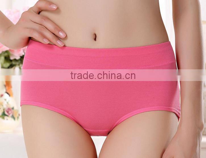 Factory OEM Plain Solid Color 95%Cotton 5%Elastane Embroidery Logo Design High Quality Elastic Band High Waist Women Underwear