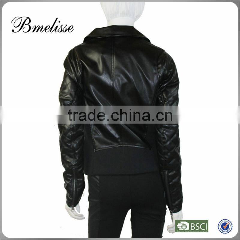 2014-2015 new arrival Stylish women's shinny black fashion pu Jacket