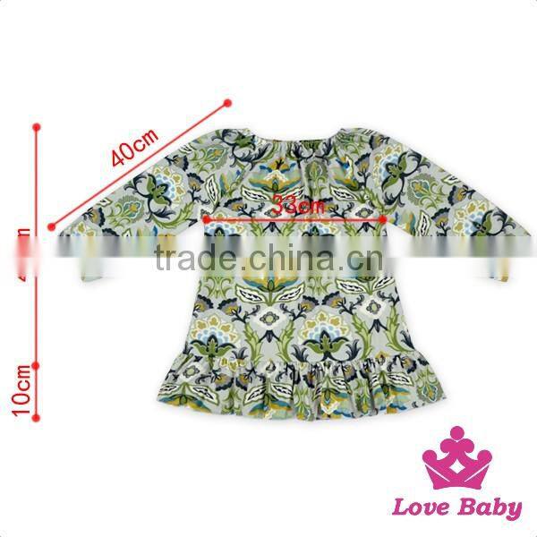 Yiwu Lovebaby New Model Girl Ruffle Bloomers Fancy Dress Printed Pattern Long Sleeve Frock Design For Baby Girl