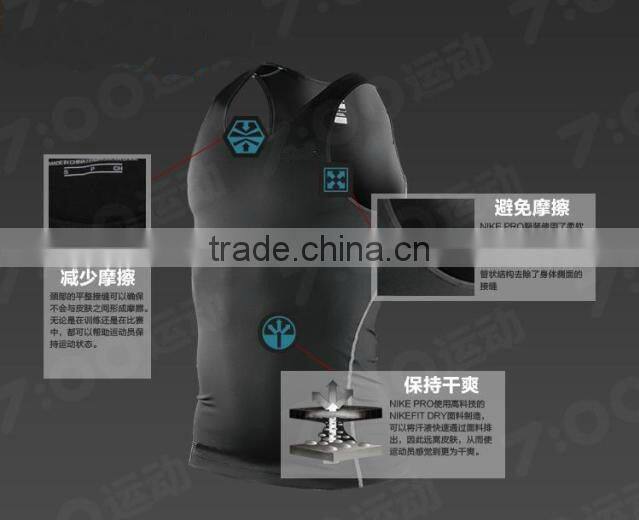 2016 hot sale mens sports vest gym vest dry fit and slimfit H Vest for muscle men with good quality