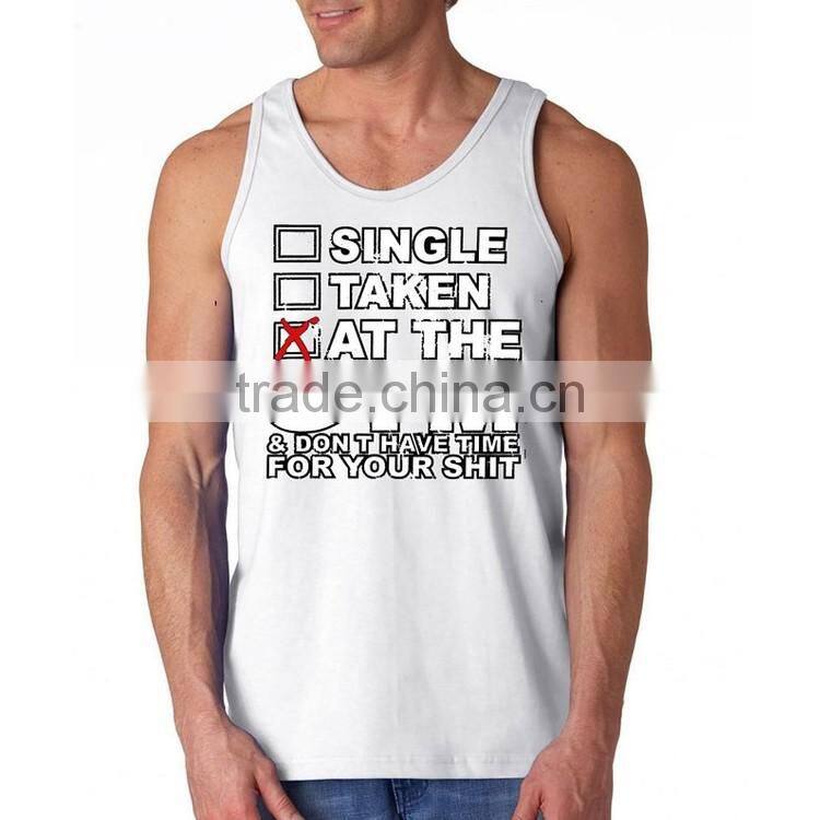 100% cotton custom design wholesale stringer mens tank top with printing