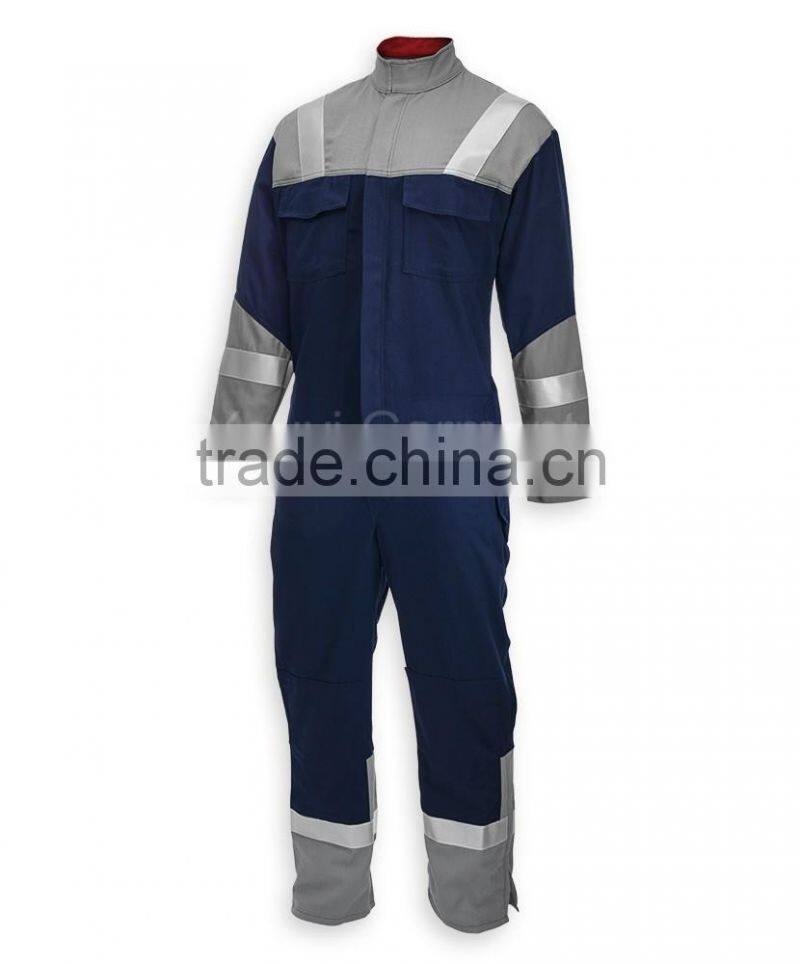 hot sell cheap 3m reflective tape flame retardant safety workwear coveall with 100% cotton long sleeve