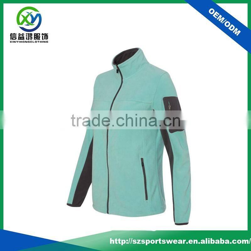 OEM high quality micro fleece soft shell women golf jacket with sleeve zip pocket
