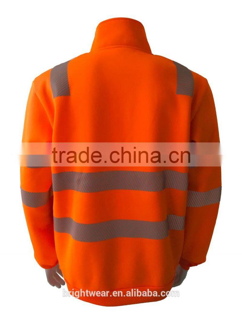 Mens orange hi vis reflective protective jacket warning fleece Chinese local tape safety sweatshirt