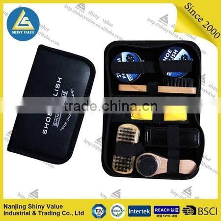 Gentlemen's hardware travel kit type leather case shoe polish kit