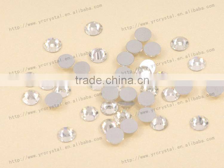Round shape clear color no-hotfix silver foiling crystal flat back rhinestones