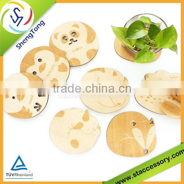 high quality cartoon wood drink coasters