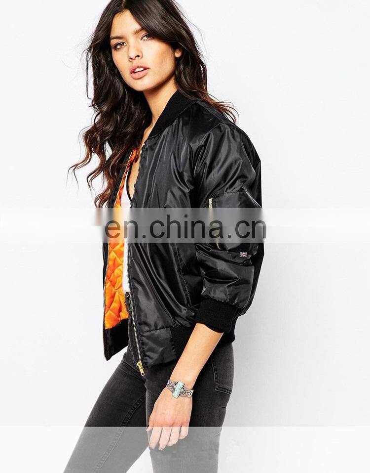 New fashion shiny Ribbed bomber jacket for women in life