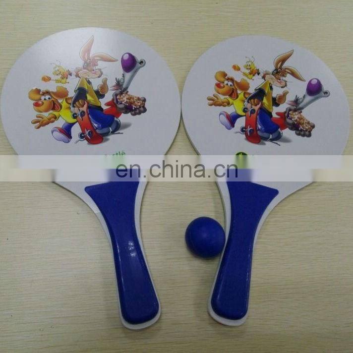 Promotional with customized logo print wooden beach racket for sports Beach racket ball game set