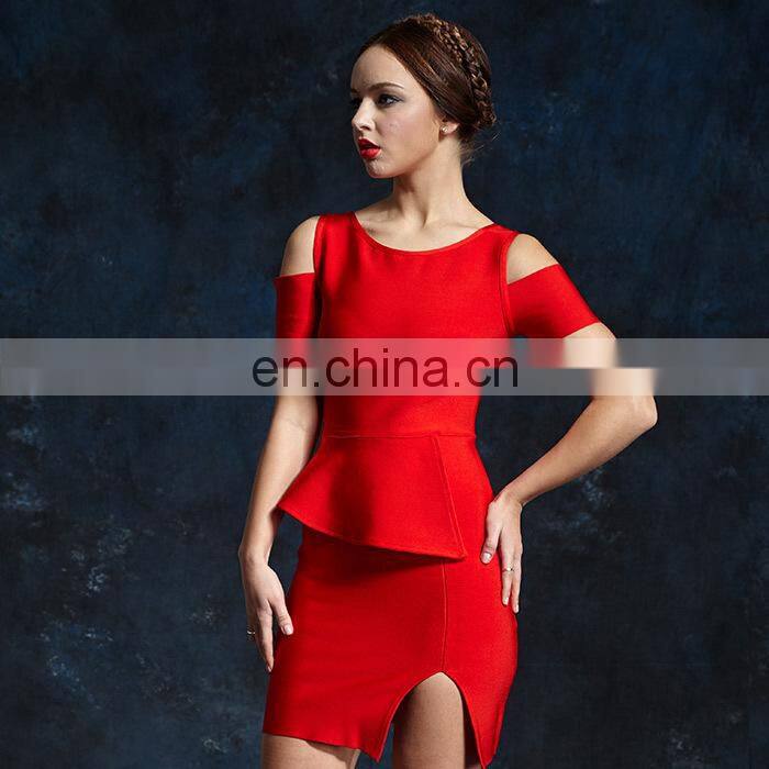 2015 new arrival summer best seller red bandage dress party wholesale dress 2 piece